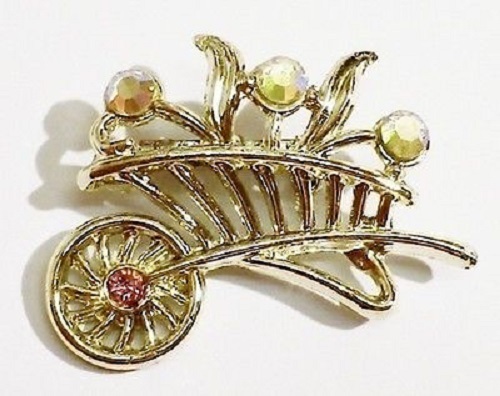 Broche rétro brouette cristal - broche,