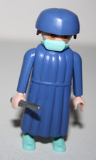 PLAYMOBIL 3130 3981 HOMME CHIRURGIEN BLOUSE BLEUE AMBULANCE HOPITAL