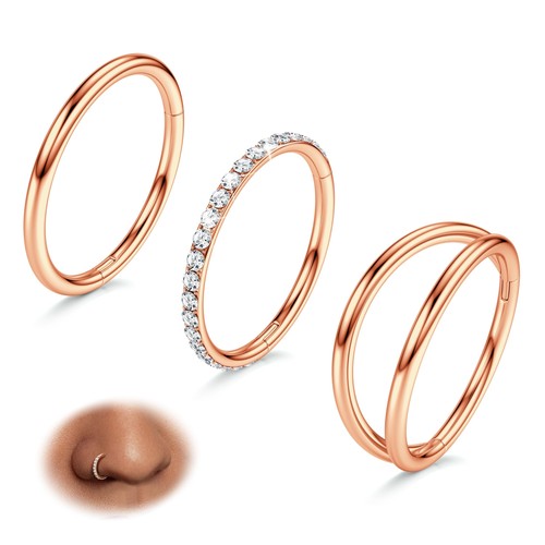 18g rose piercing nez - or,