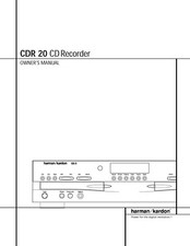 Manuel D'Utilisation Pour HARMAN KARDON CDR 20