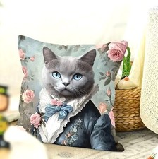 Housse de coussin Chat gris costume gentleman 45 cm