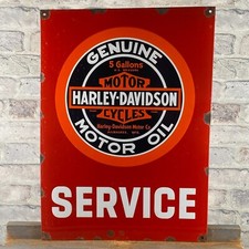 Plaque émaillée HARLEY-DAVIDSON 20,1x14,6" (51x37cm) joli décor huile moteur ...