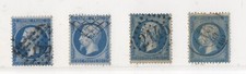 FRANCE ! 4 Timbres NAPOLEON de 1862 n°22 Variété d'Oblitérations  GRILLE
