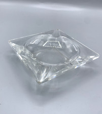 Ancien cendrier carré en verre épais – Art déco vintage