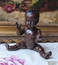 ANCIEN PETIT BAIGNEUR POUPON MEMBRES ARTICULÉS EN PLASTIQUE NOIR 15 CM
