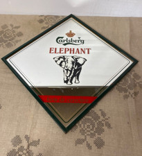 Miroir publicitaire carlsberg cadre en bois avec décors éléphants bonne état ⭐️