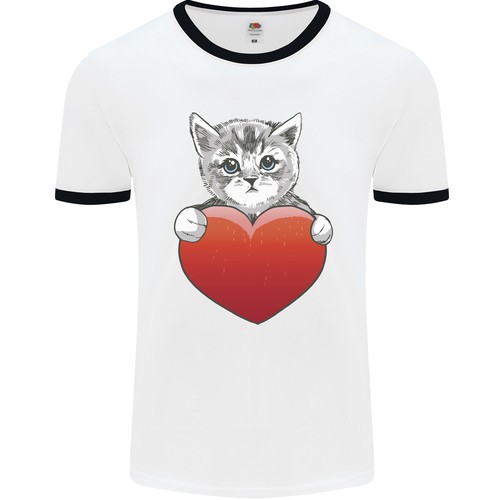 Mignon chat avec coeur - un,