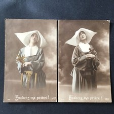2 CPA Nonne Cornette Soeur 1916 Cartes Postales Religieuses