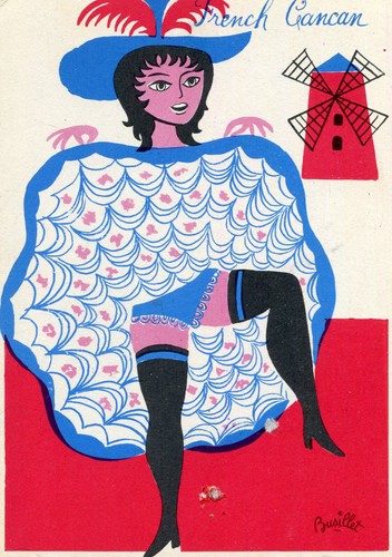 Carte french cancan illustré - french,