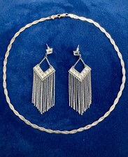 boucles d'oreilles Agatha et chaîne argent massif 925