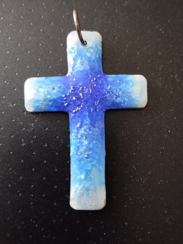 Vintage croix pendentif - croix, email