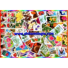 Fleurs timbres thématiques tous différents.