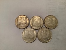SERIE DE 5 PIECES DE 20 FRANCS