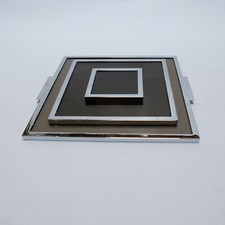 plateau sous plat en en verre fumé et métal  années 70's vintage 1970