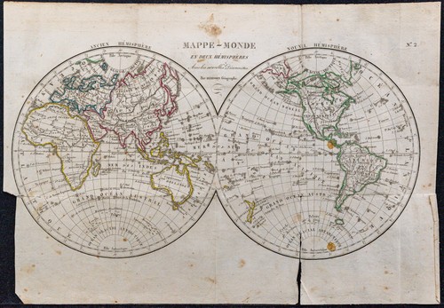 1828 mappe monde en deux - -,