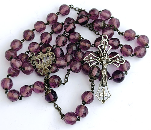 Chapelet perles améthyste - chapelet,