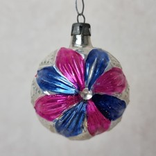 Vintage Boule Noël - Sapin Décoration Ornement - Rose Bleu Graphique 70s