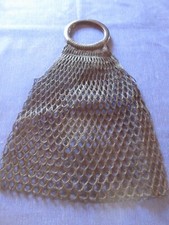 Sac à provisions courses filet synthétique noir anses bakélite ancien  vintage