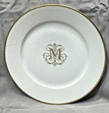 Sèvres Assiette Porcelaine Fin 19ème Monogramme or 7/8