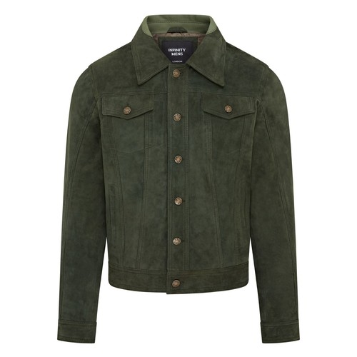 Veste cuir trucker verte - veste,