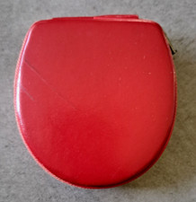 ANCIEN  MIROIR DE SAC A MAIN EN CUIR  ROUGE
