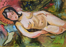 Pierre CORNU (1895-1996) HsT 33x46cm Nu allongé  Fauvisme École de Paris