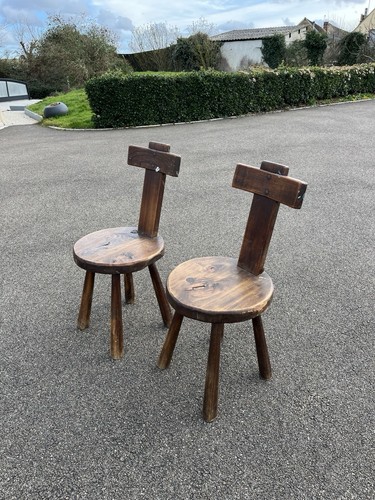 Paire chaises brutaliste - chaises,
