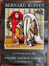 Affiche Exposition BERNARD BUFFET Galerie Maurice Garnier KABUKI 56x76cm 198