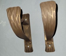 2 ANCIENS SUPPORTS METAL COULEUR LAITON MURAL, POUR ETAGERE OU AUTRES 15X11,5CM