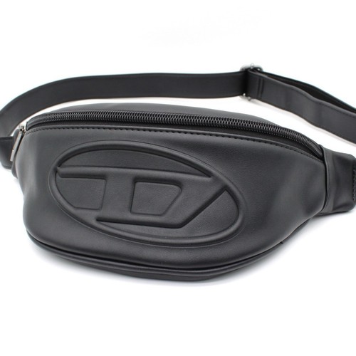 Sac ceinture cuir noir logo - en,