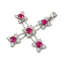 BIJOUX pendentif diamant rubis haut or blanc 18KWG rouge femme d'occasion