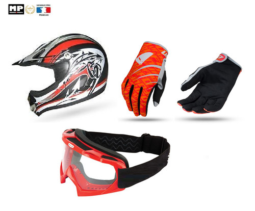Pack casque homologué - casque, gants