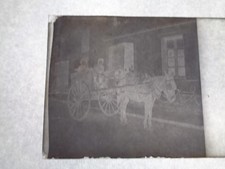 Plaque stéréoscopique charrette du boulanger avec cheval vers 1900