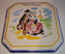 PAUL URFER dessous plat faïence Pornic pour Loguivy Plougras décors breton AAB10