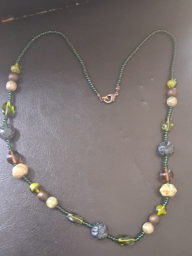 Collier sautoir vert forêt - , et
