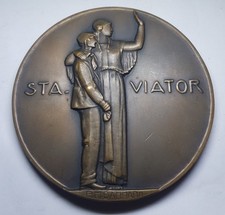 Médaille PM Dammann STA VIATOR REFUGE DES CHEMINOTS ART DECO 80mm 220gr medal 奖章