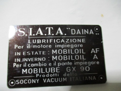 Plaque identification fiat - d'identification,