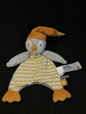 Doudou plat pingouin gris moutarde Tape à l'œil TAO Etat neuf