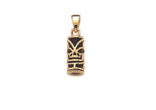 Pendentif en Plaqué Or 18 carats - Tiki de Polynésie - Onyx