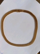 Large Collier Plaqué Or Maille Américaine XXème Poinçonné