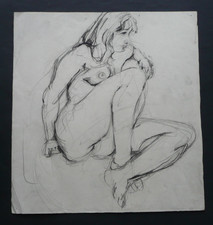 ECOLE FRANCAISE - ETUDE DE NU FEMININ - DESSIN ORIGINAL MINE DE PLOMB - CURIOSA