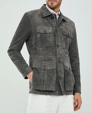 Veste en cuir gris Field pour