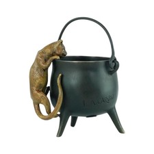 Sculpture Chat au Chaudon en bronze style vienna D'après Louis Albert CARVIN