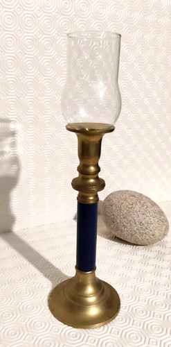 Bougeoir ancien doré bleu - doré,