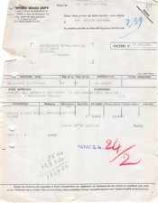 FACTURE 1956 MENAGER JAPY PARIS 75 - METALURGIE POITIERS 86