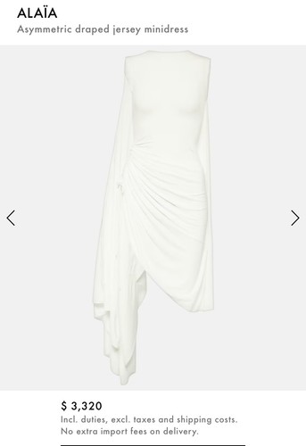 White alaia draped - draped, rouched