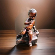 Ancienne  Statue Sculpture Signée en Bronze d'un Enfant fin XIXe