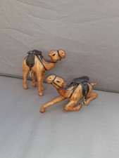 Lot De Deux Dromadaires décoratif vintage artisanal fait main en cuir, Chameaux