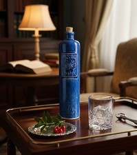 Bouteille à Liqueur Vintage en Grès Émaillé Bicolore – Cruche à Gin ou Genièvre