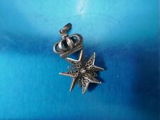 rare bijou maconnique 19ème en argent filigrané,rose croix,H 35mm,P 5,20g